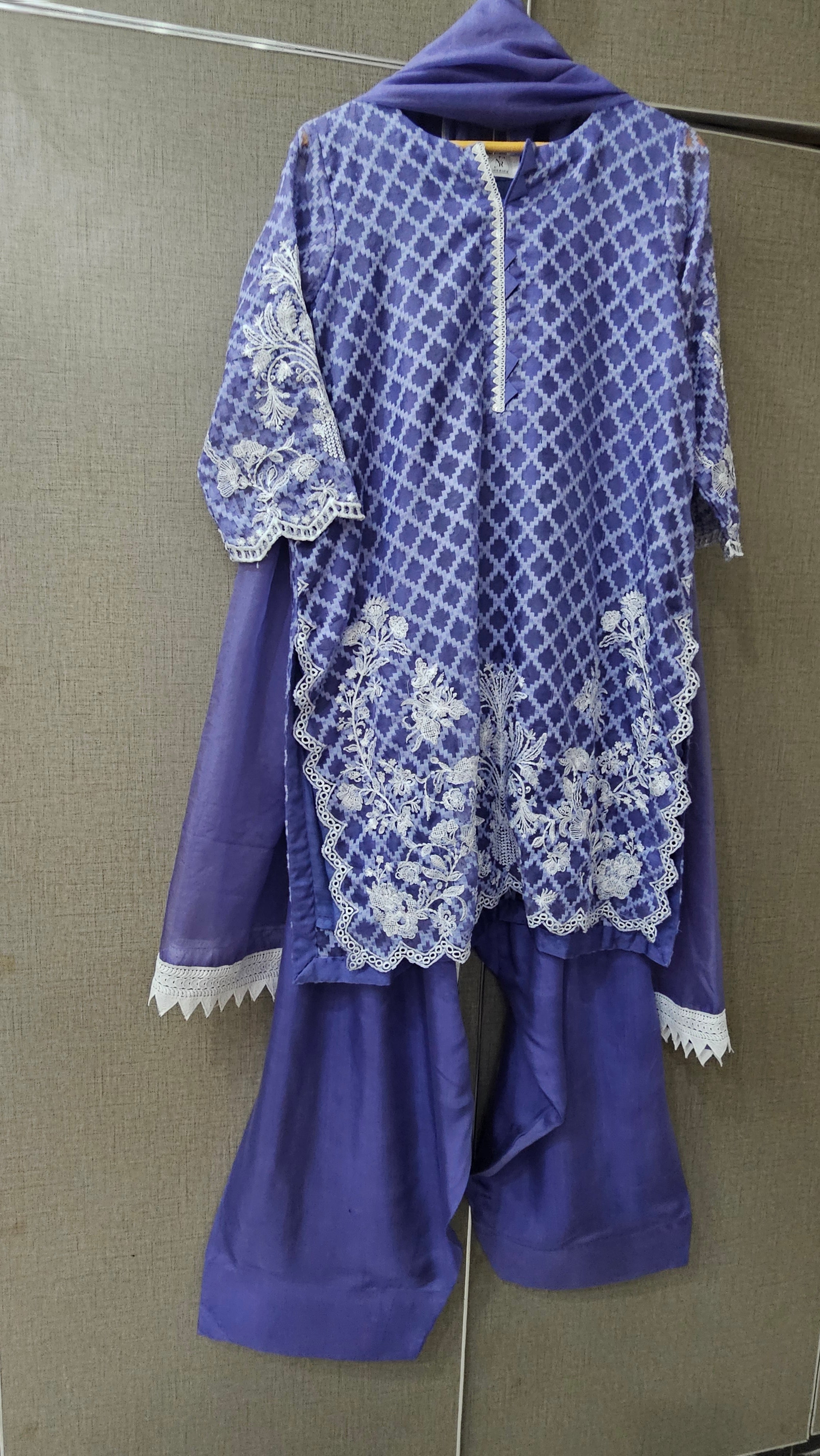 Lavender Grace – Embroidered 3-Piece  Suit