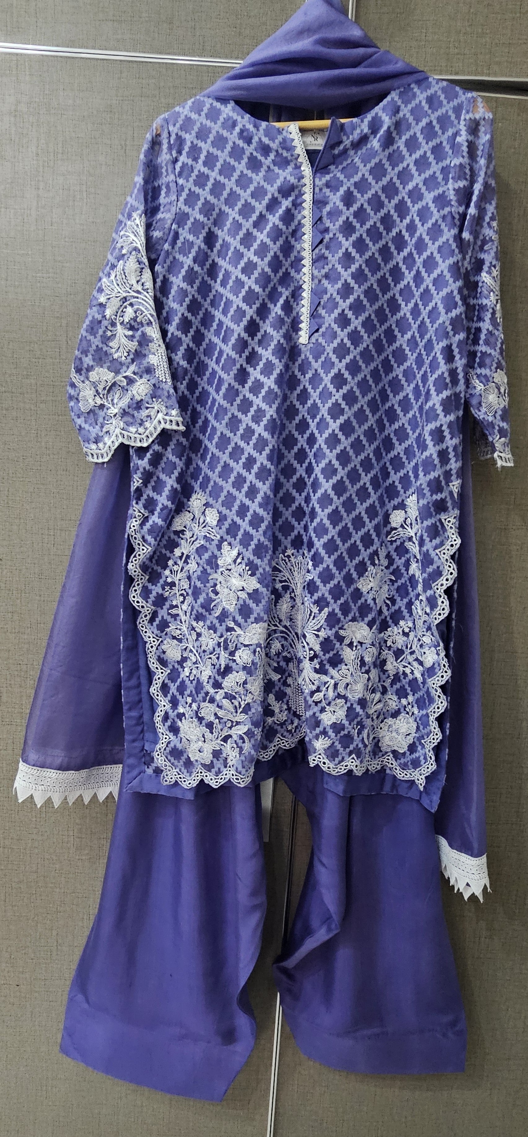 Lavender Grace – Embroidered 3-Piece  Suit