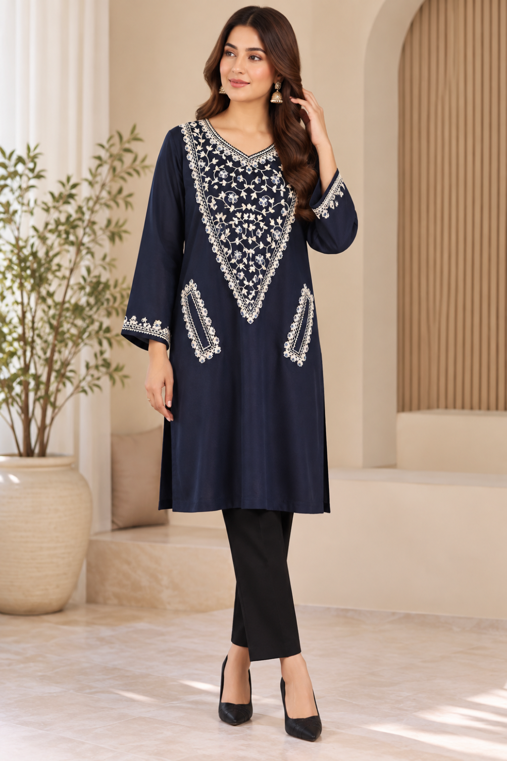 Winter Heritage – Embroidered Pashmina Kurta