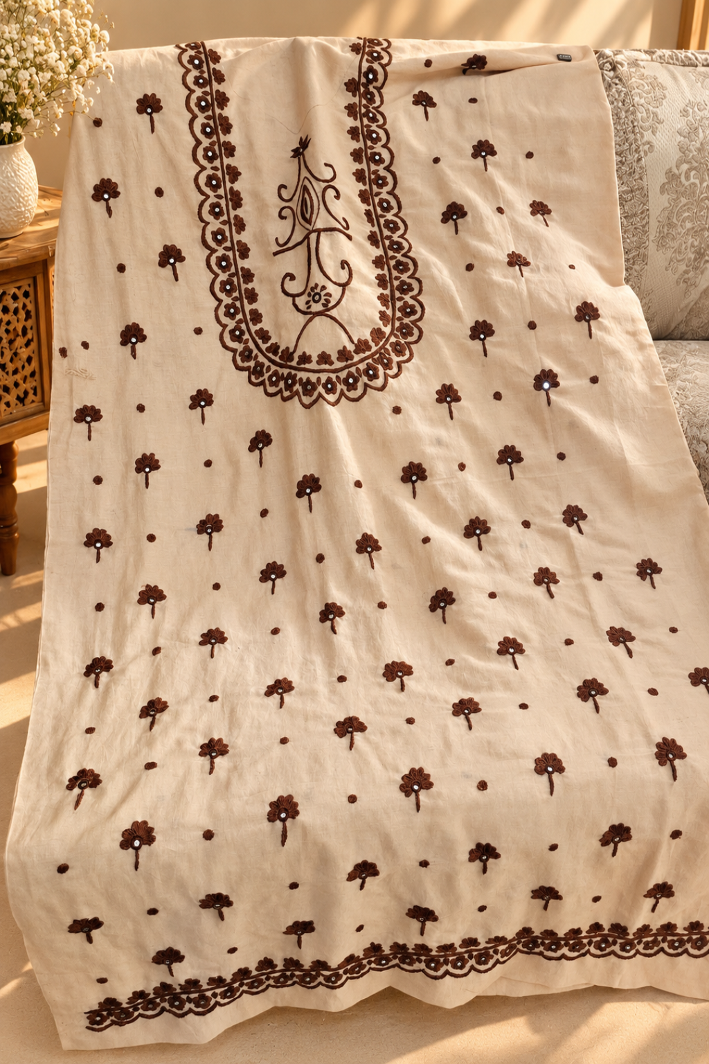Mocha Bloom Summer Lawn Shirt