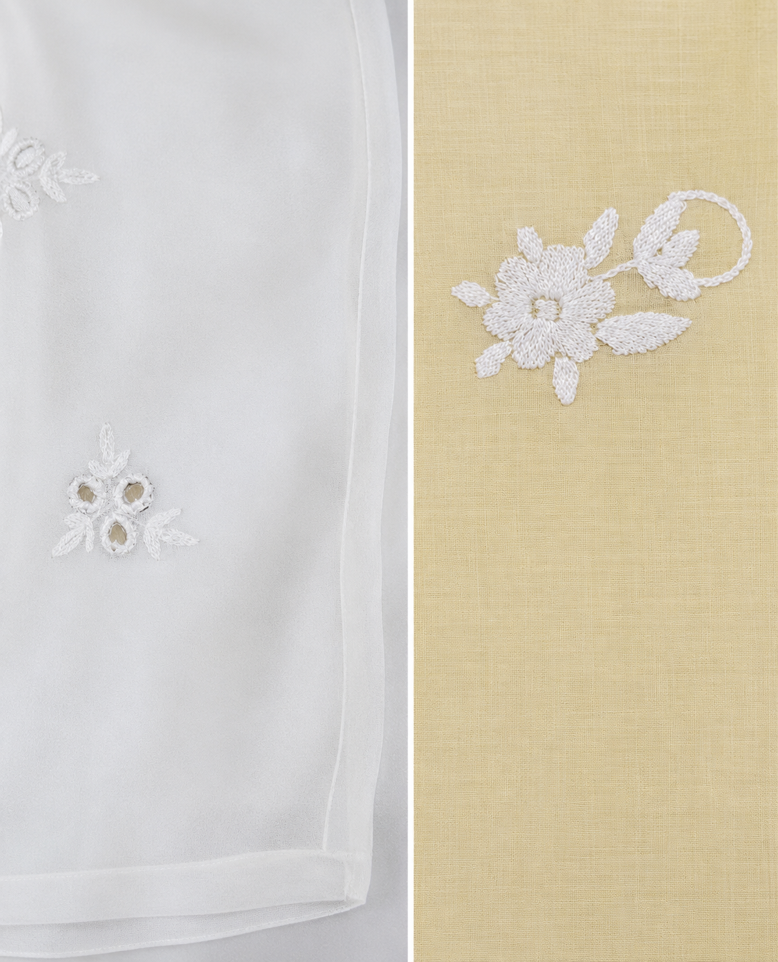 lemon / White Bloom Hand-Embroidered , Ensemble
