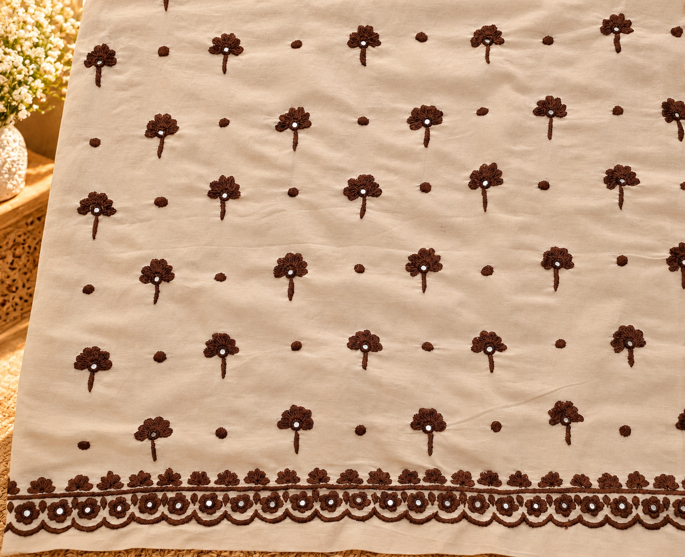 Mocha Bloom Summer Lawn Shirt