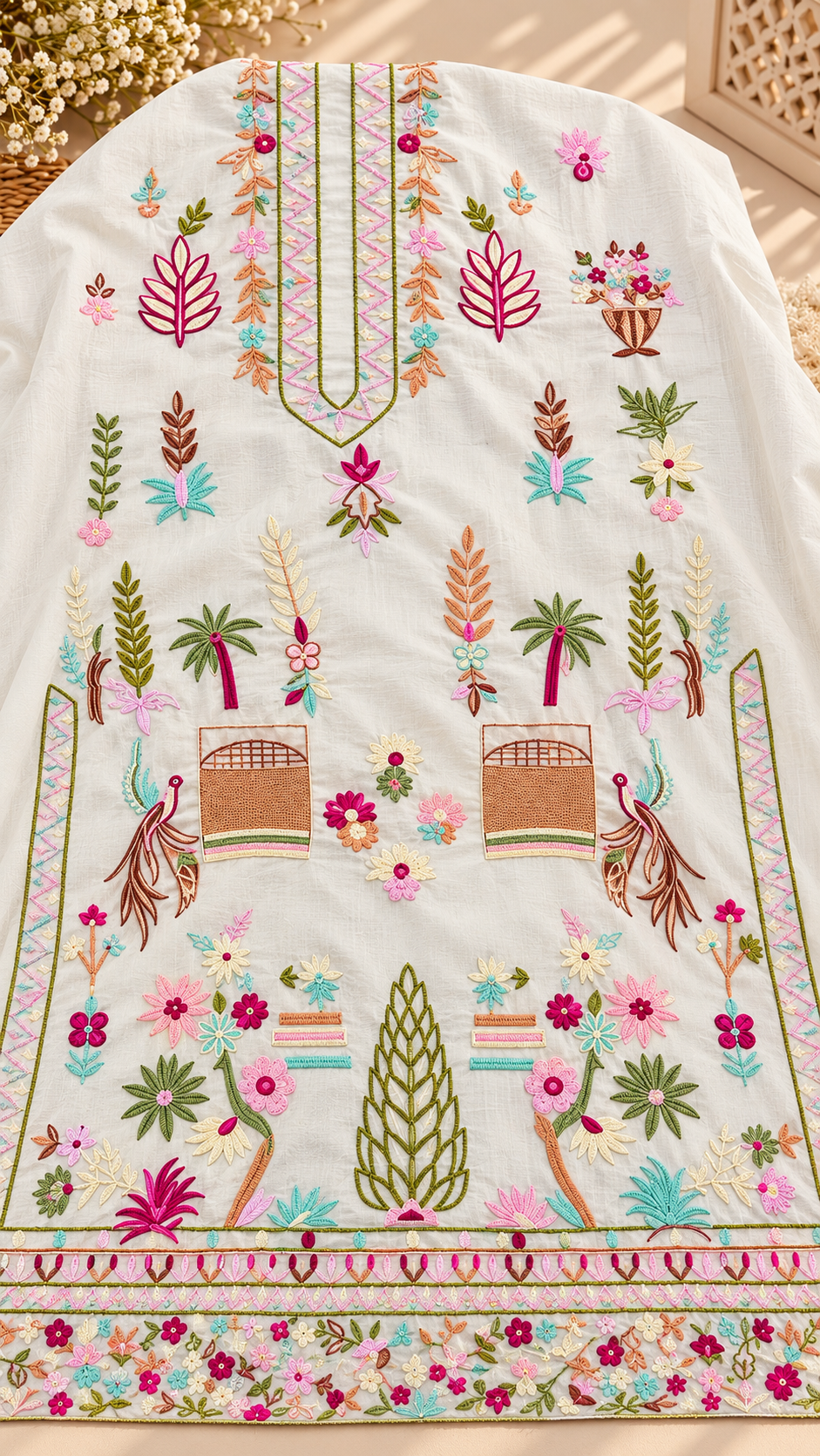 Enchanted Garden Hand-Embroidered Dress