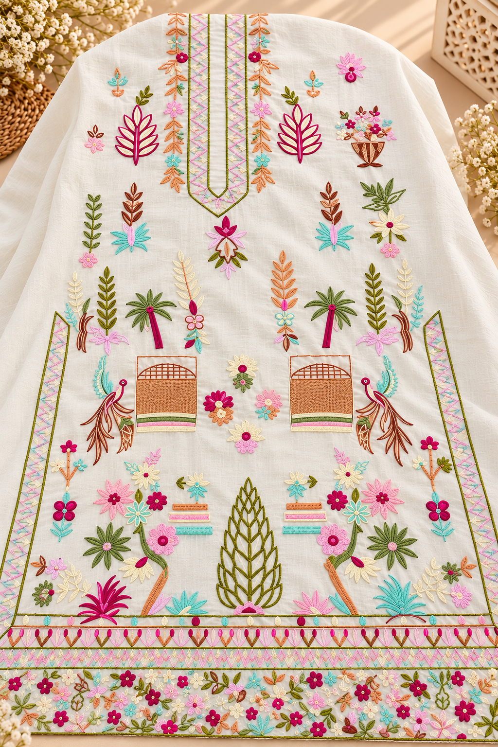 Enchanted Garden Hand-Embroidered Dress