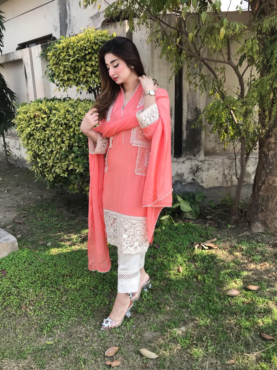 Coral Grace Embroidered Suit