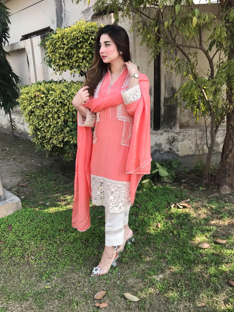 Coral Grace Embroidered Suit