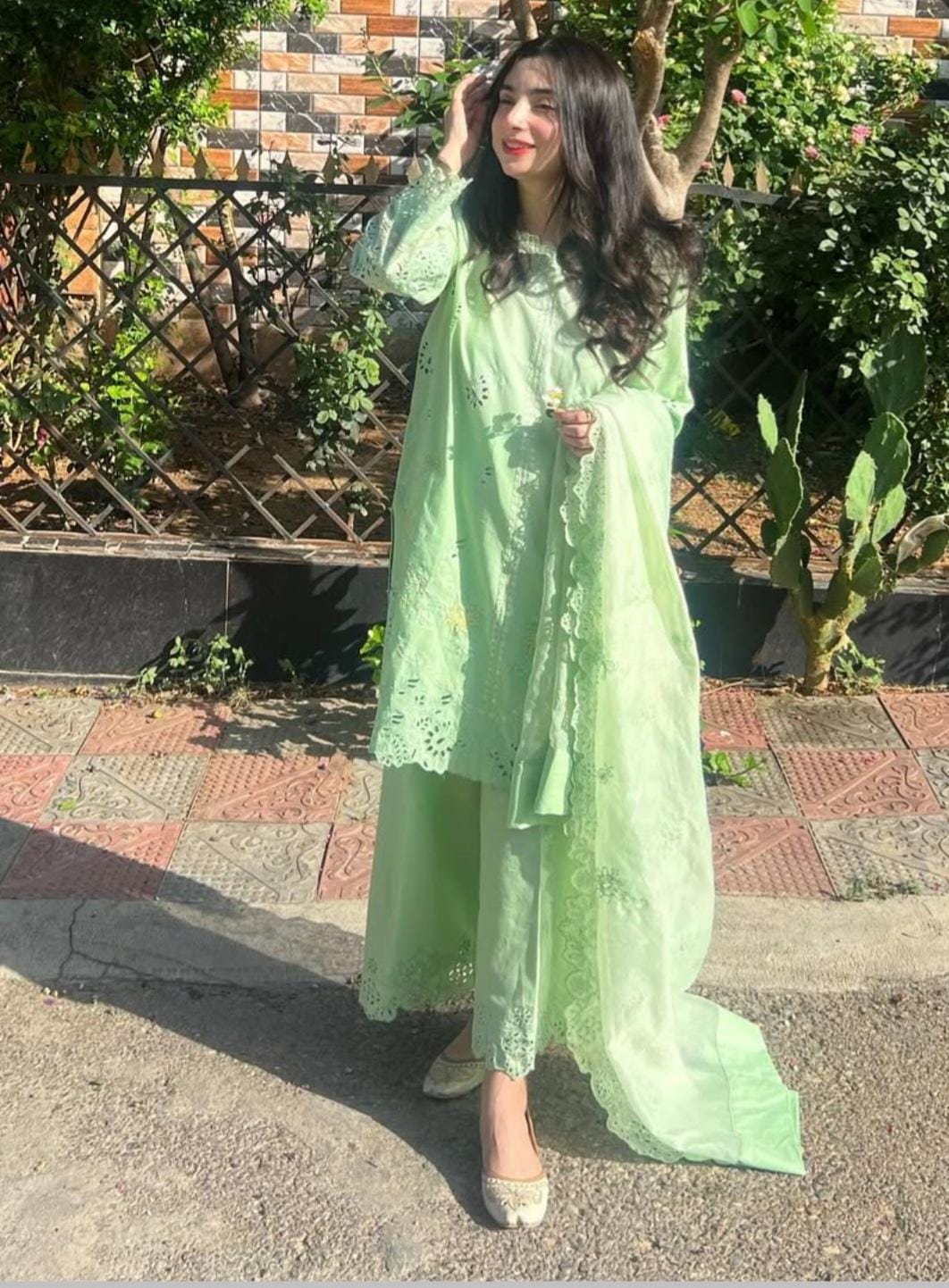 Mint Blossom Embroidered Lawn Suit