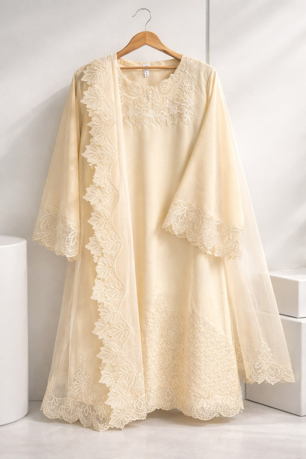 White Charm –  Embroidered 3-Piece Suit