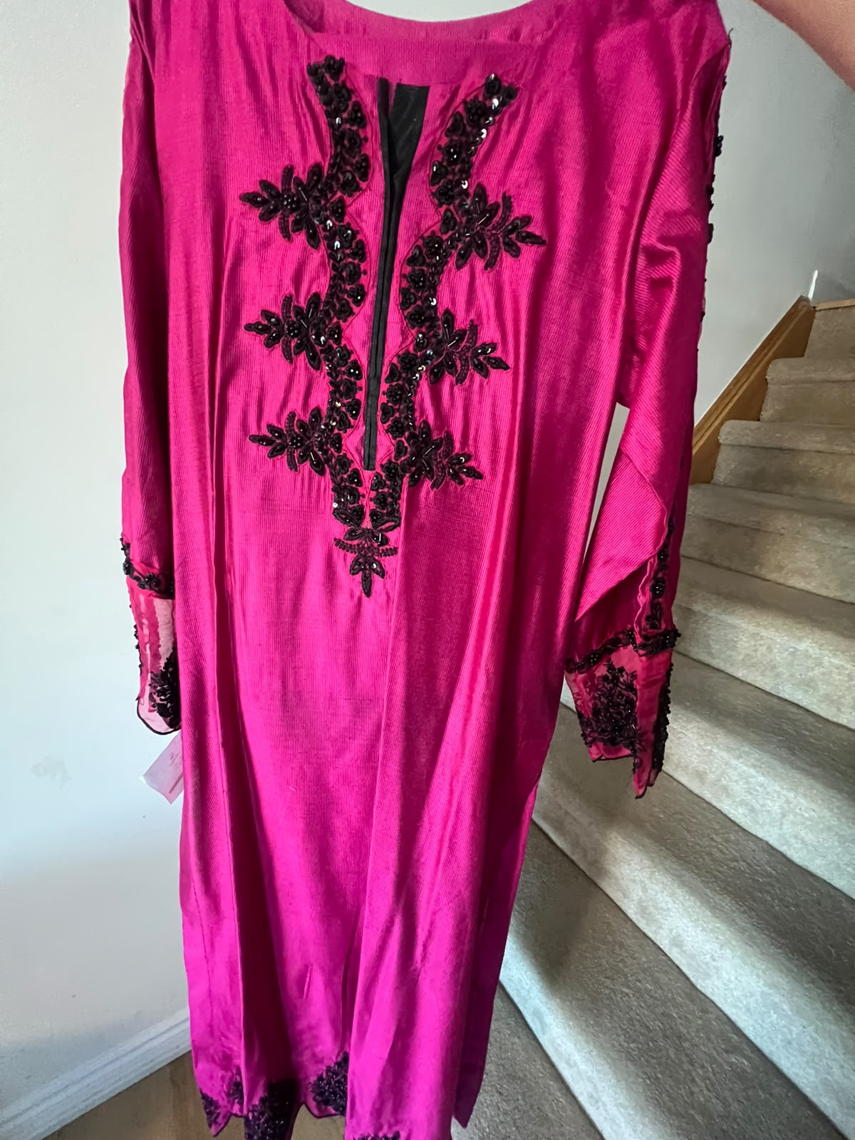 Fuchsia Bloom , Mauve Bloom  – Black Embellished Elegance