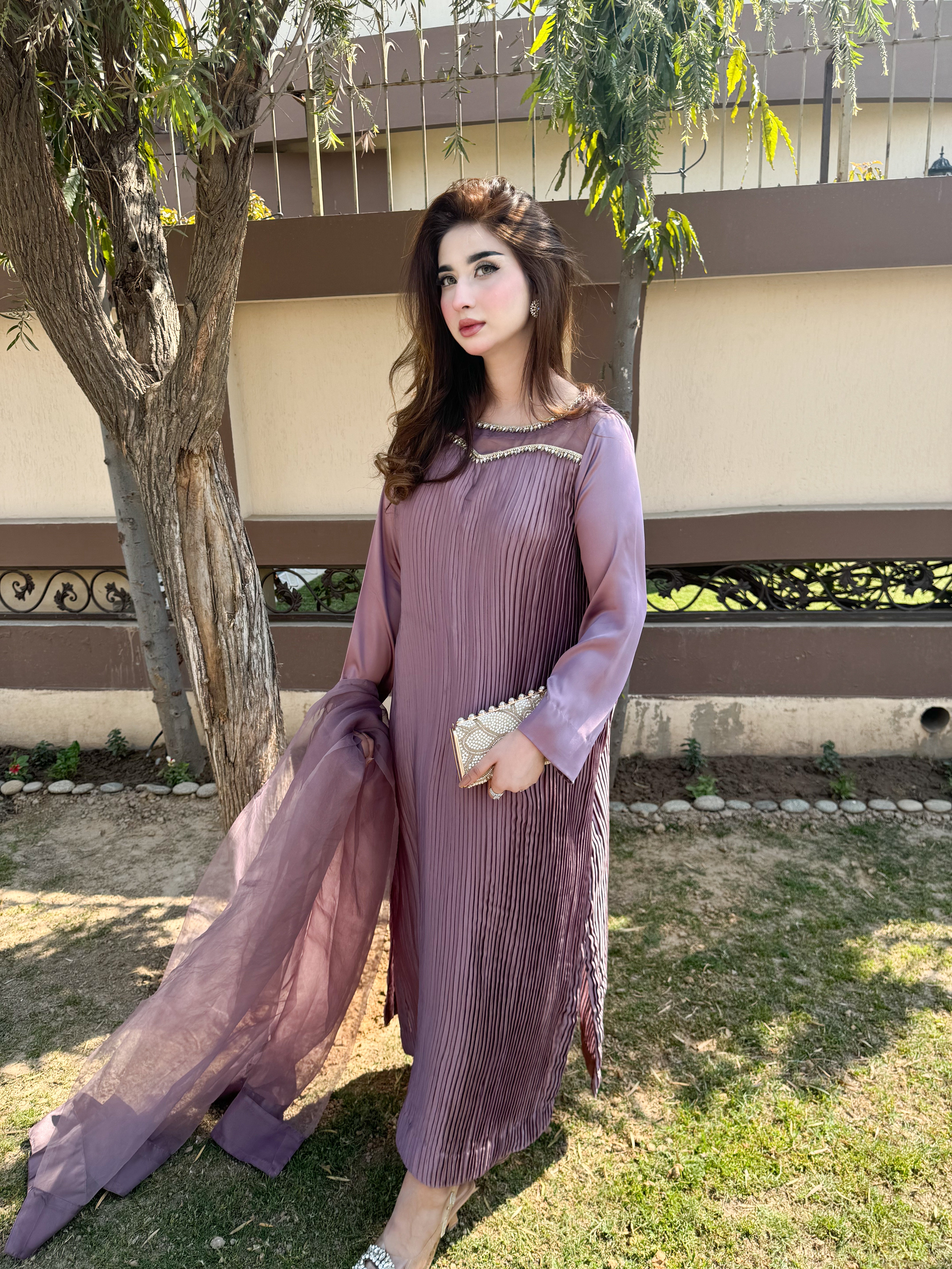 Mocha Elegance Embellished Dress