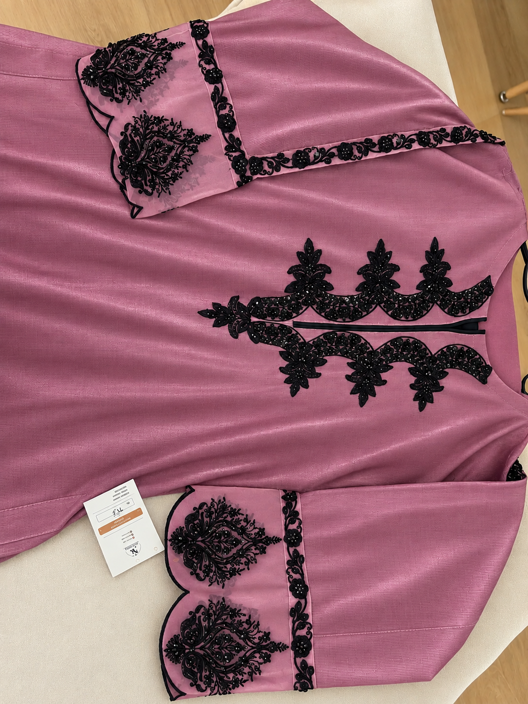 Fuchsia Bloom , Mauve Bloom  – Black Embellished Elegance