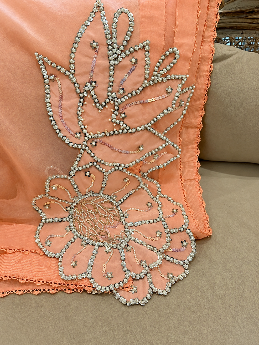 Peach Blossom Hand-Embellished 3-Piece Suit