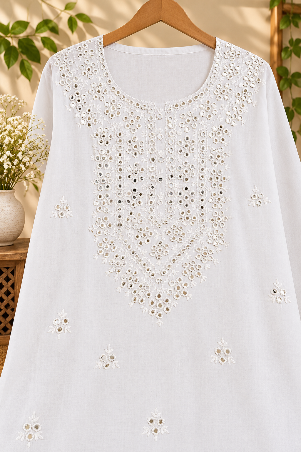 lemon / White Bloom Hand-Embroidered , Ensemble