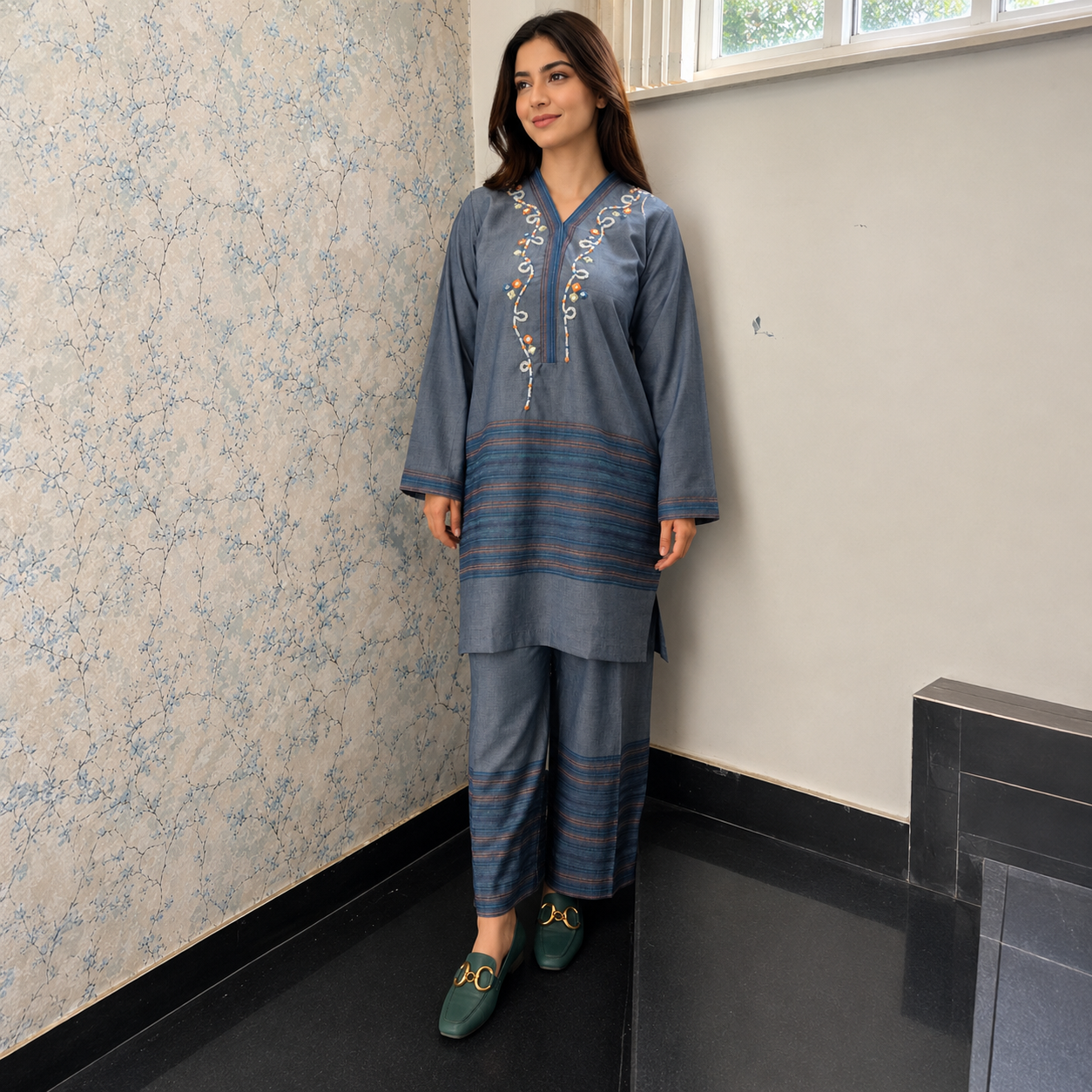 Indigo Bloom Denim Set 💙