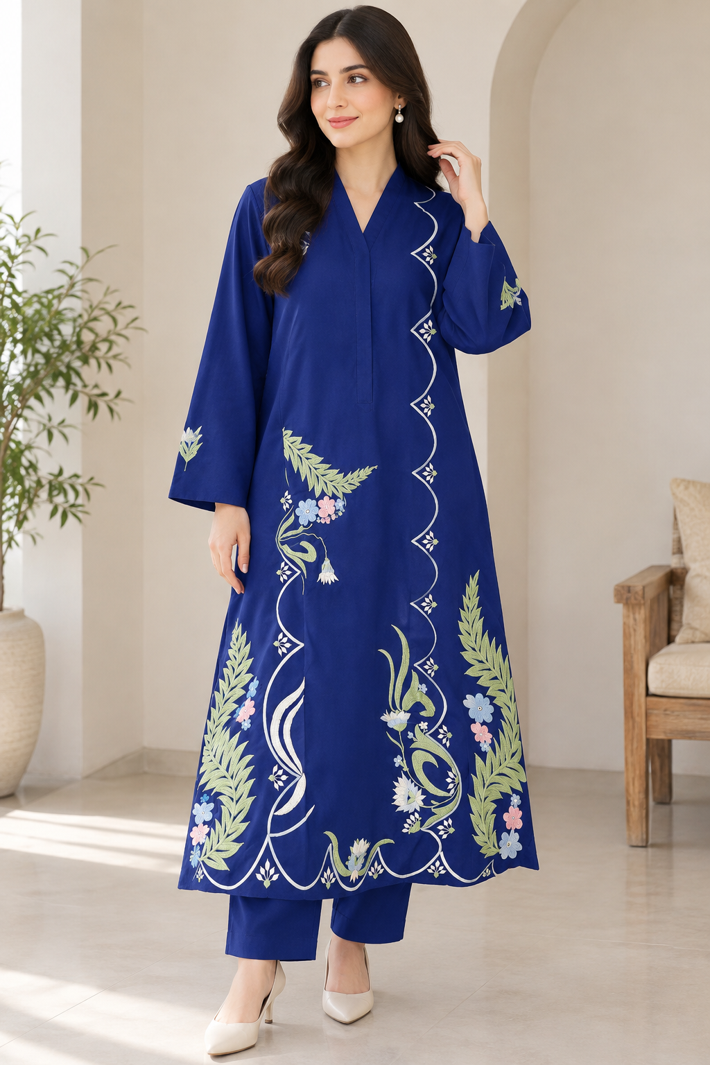 Royale Blue – Embroidered Dress