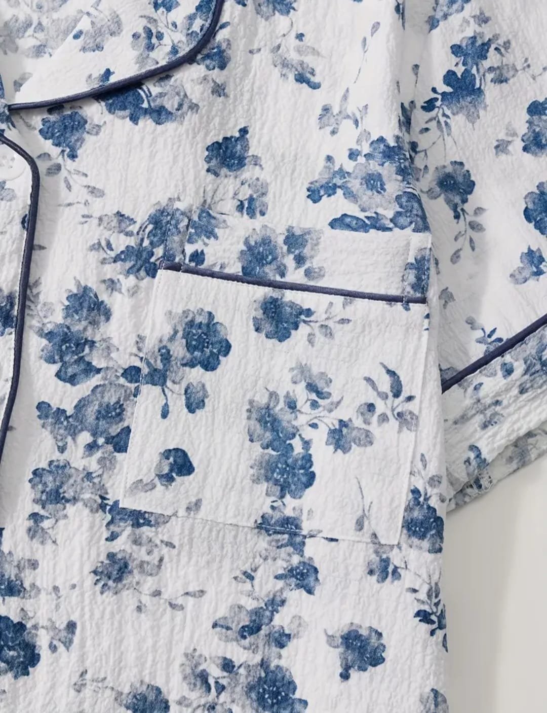 Second image of Women Sleepwear, Blue Floral/White