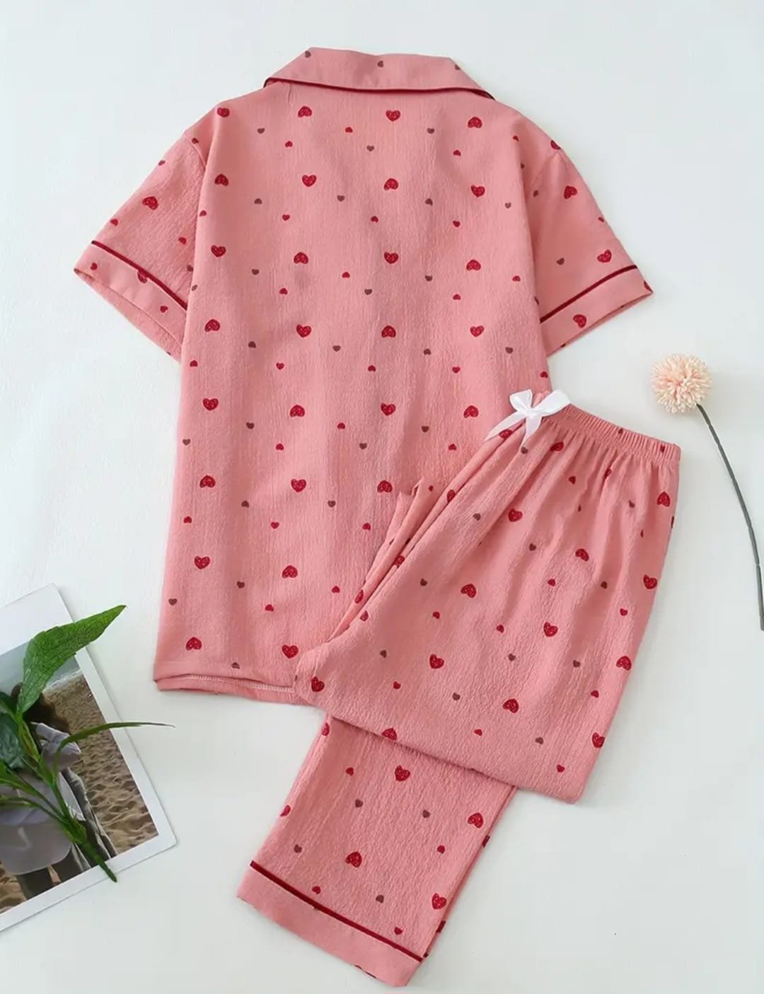 Second image of Women Sleepwear, Red Heart/Light Pink