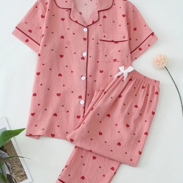 Women Sleepwear, Red Heart/Light Pink