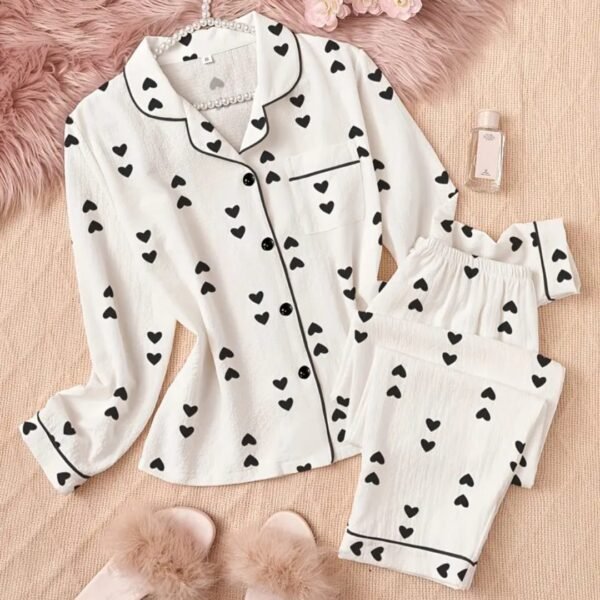 Women Sleepwear, Black Heart/White