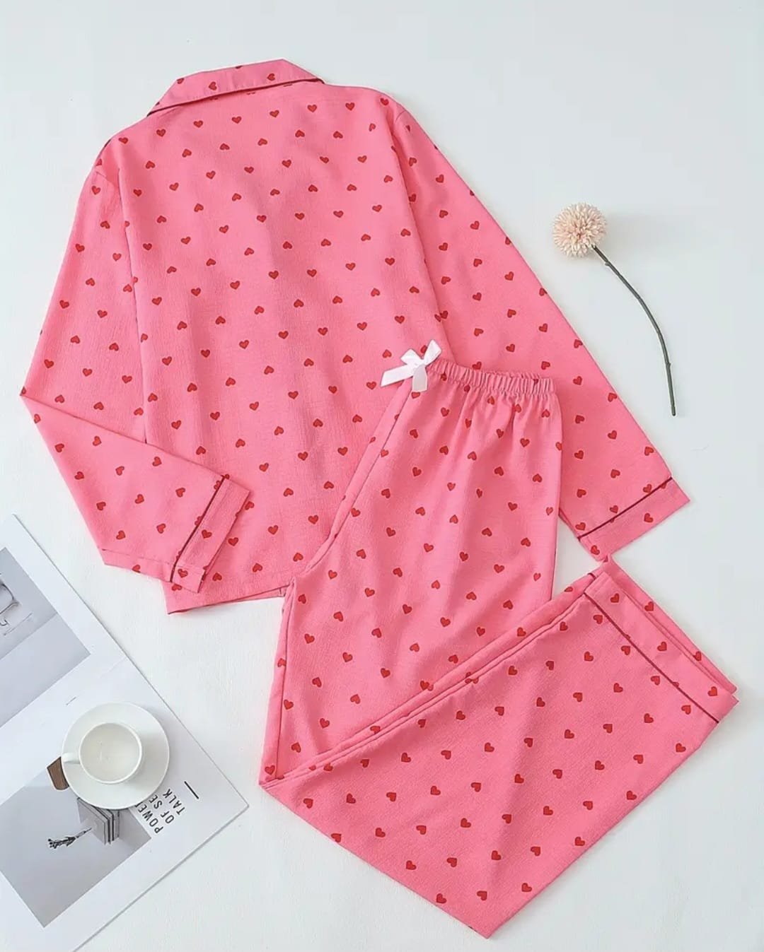 Women Sleepwear, Red Heart/Pink