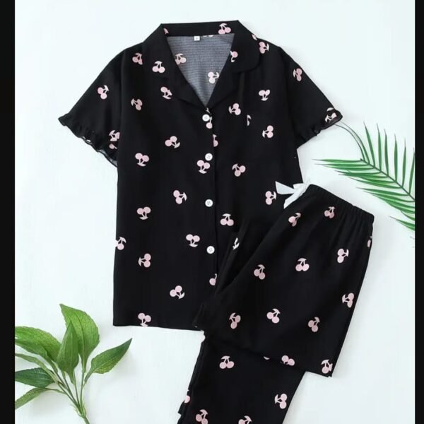 Women Sleepwear, Cherry Print/Black