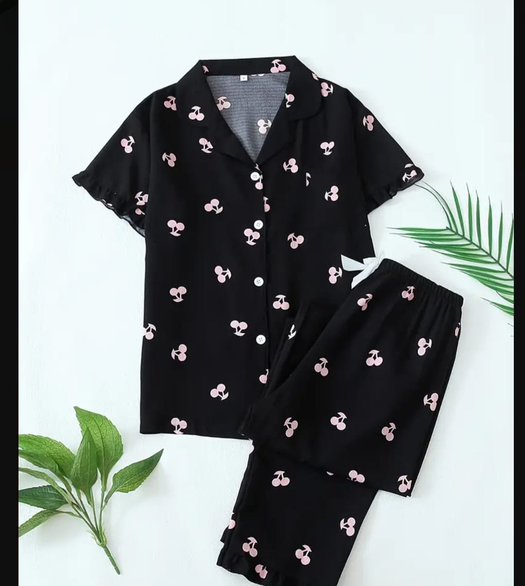 Women Sleepwear, Cherry Print/Black