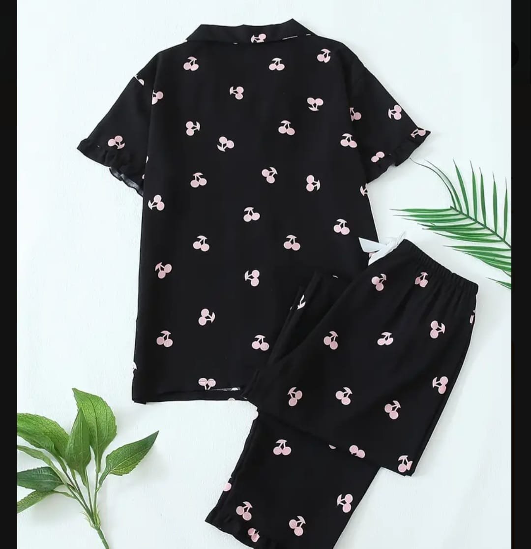 Second image of Women Sleepwear, Cherry Print/Black