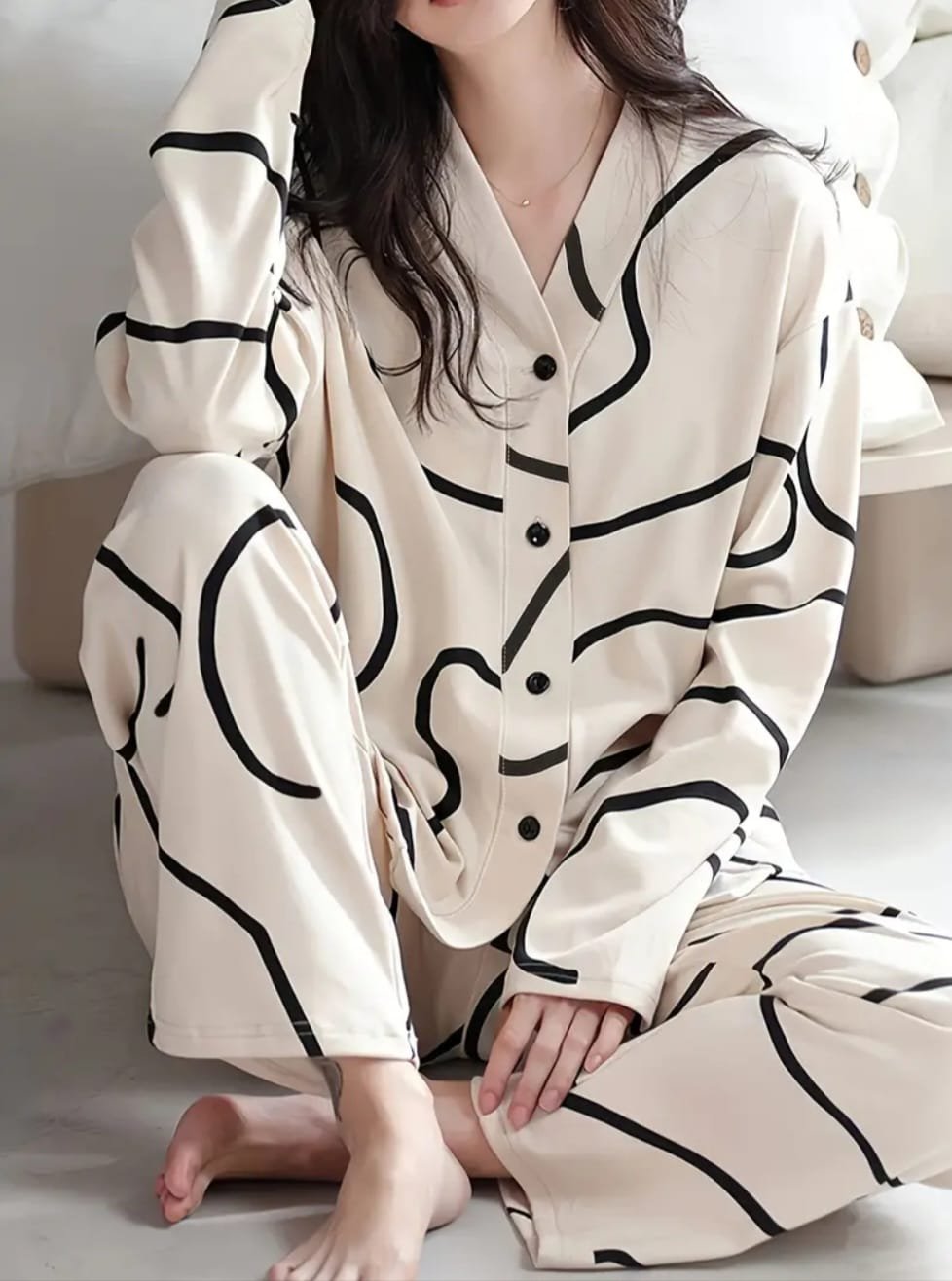 Second image of Women Sleepwear, BlackLining/White