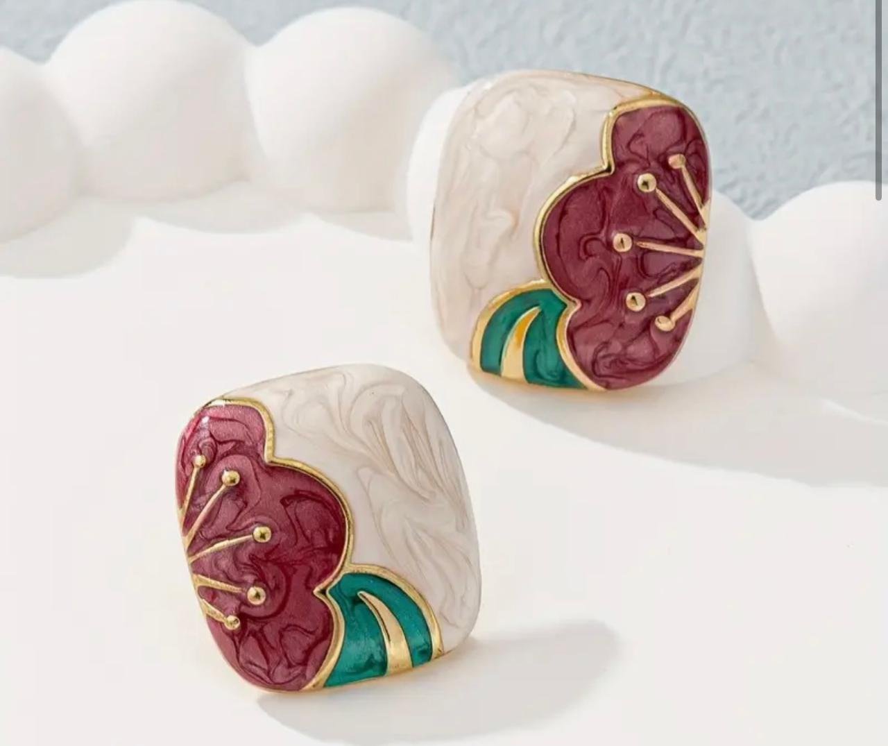 Second image of Vintage Elegant Floral Stud Earrings for Women