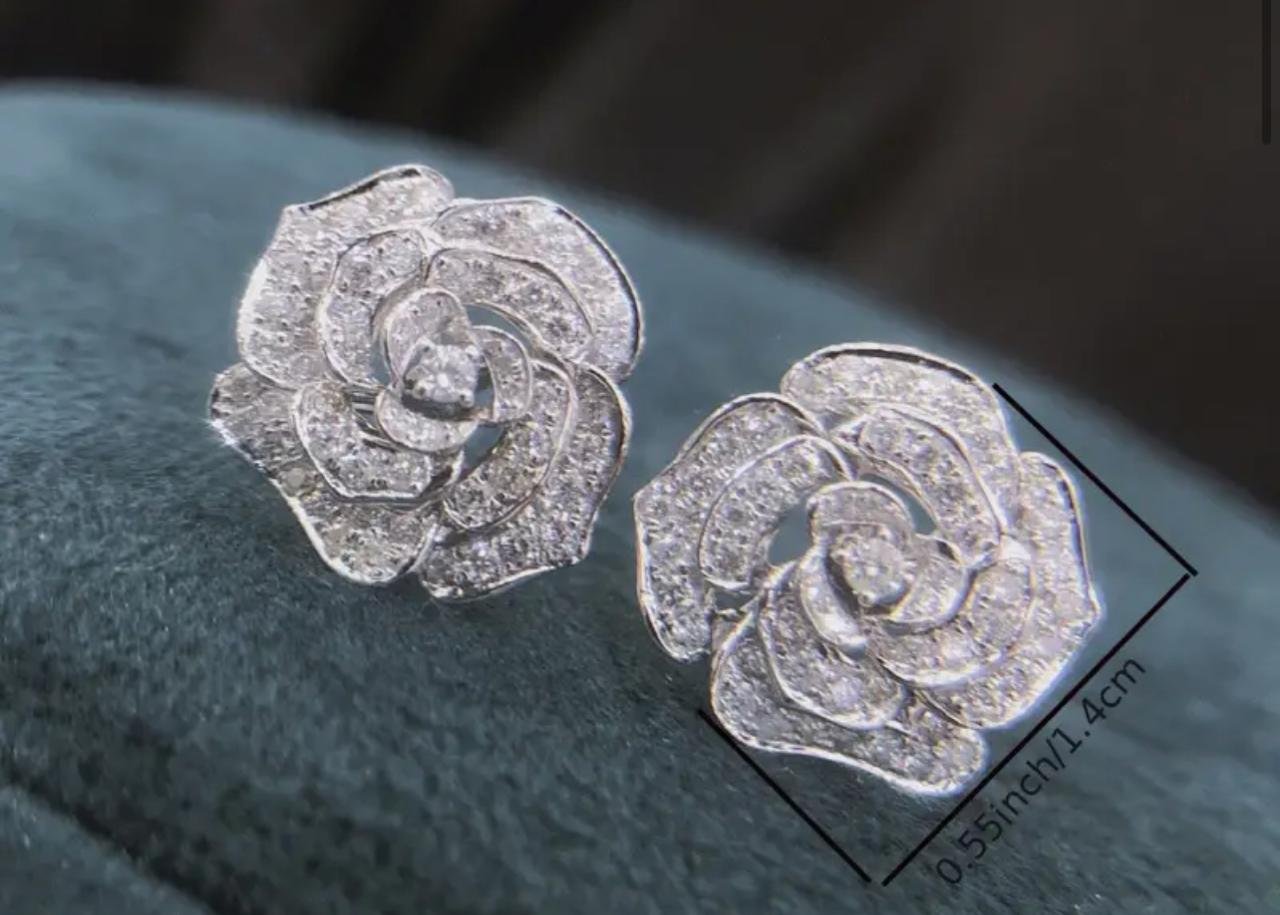Second image of 5 WORKING DAYS Elegant rose flower stud earrings