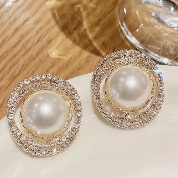 5 WORKING DAYS 1 Pair Elegant Pearl & Rhinestone Earrings