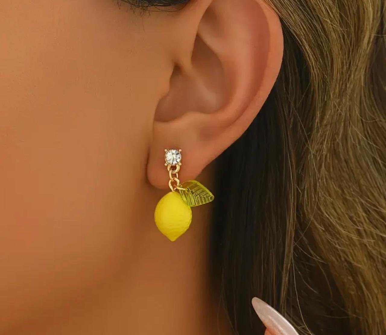 Second image of 5 BUSINESS DAYS Yellow Lemon-Shaped Acrylic Earrings